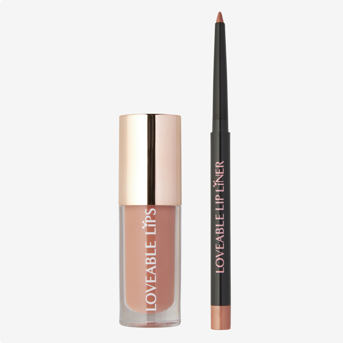Gloss + Lip Liner Duo - Nude Glow &amp; Bare Brilliance - Loveable Lips